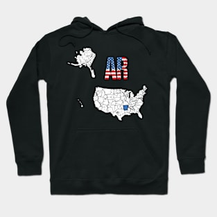 Vintage Arkansas USA Map & Flag Hoodie